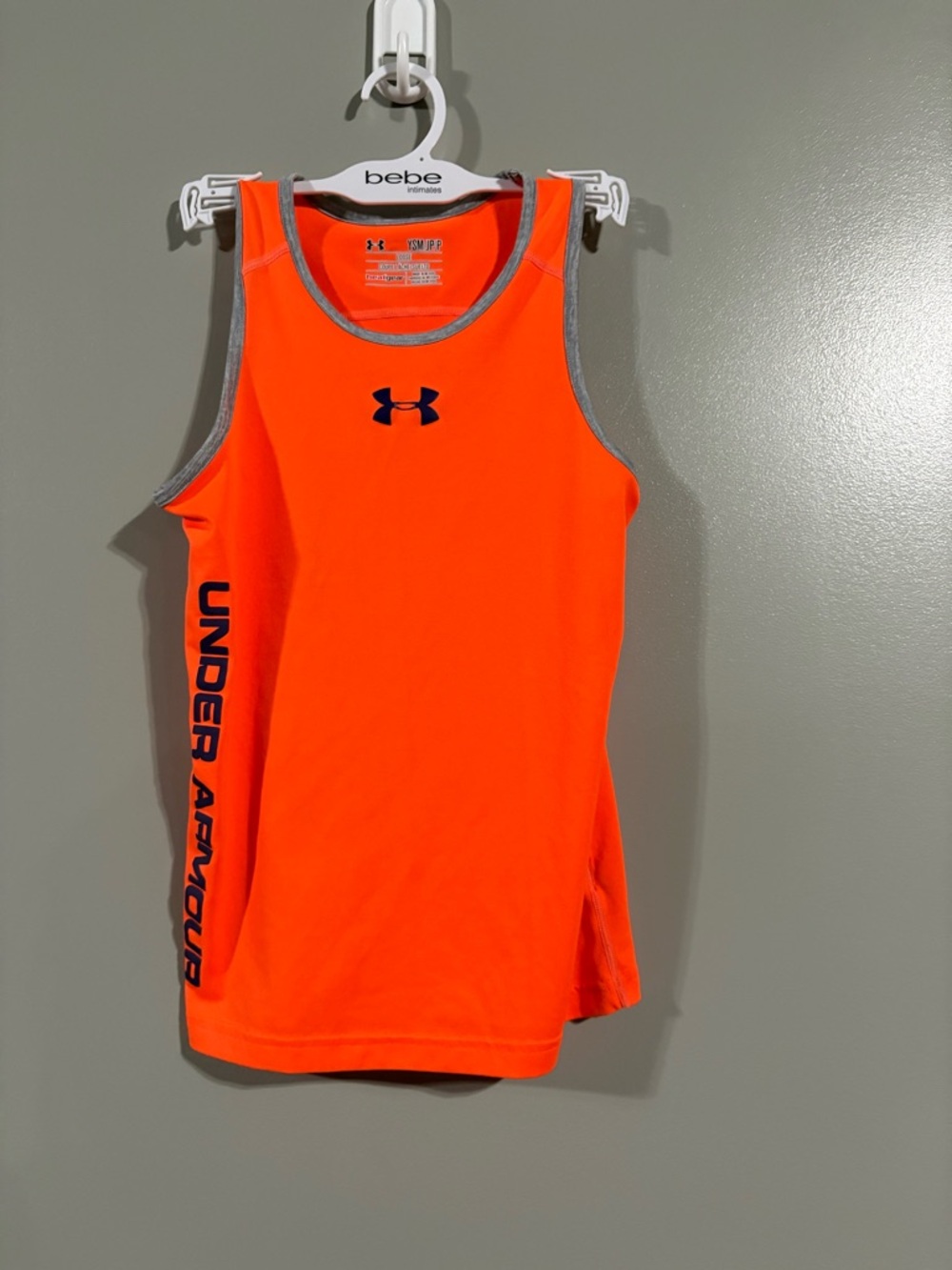 Kids Under Armour Bright Orange Performance Tank with Gray Trim